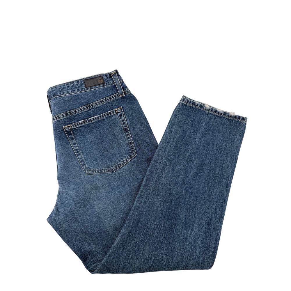 AG Jeans The Isabelle Womens 32R Straight Leg Jeans Medium Wash Distressed Hem‎